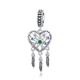 925 Sterling Silver Tassel Dream Catcher Bracelet Charm