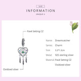 925 Sterling Silver Tassel Dream Catcher Bracelet Charm - 45-Degree Angle
