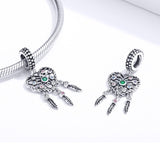 925 Sterling Silver Tassel Dream Catcher Bracelet Charm - Rear View