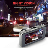1080P Hd Dual-Lens Driving Recorder With Motion Detection - 3 Inch - Close-Up Angle