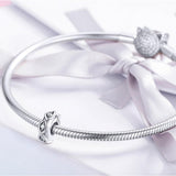 925 Sterling Silver Zircon Beaded Diy Bracelet Beads - Close-Up Angle