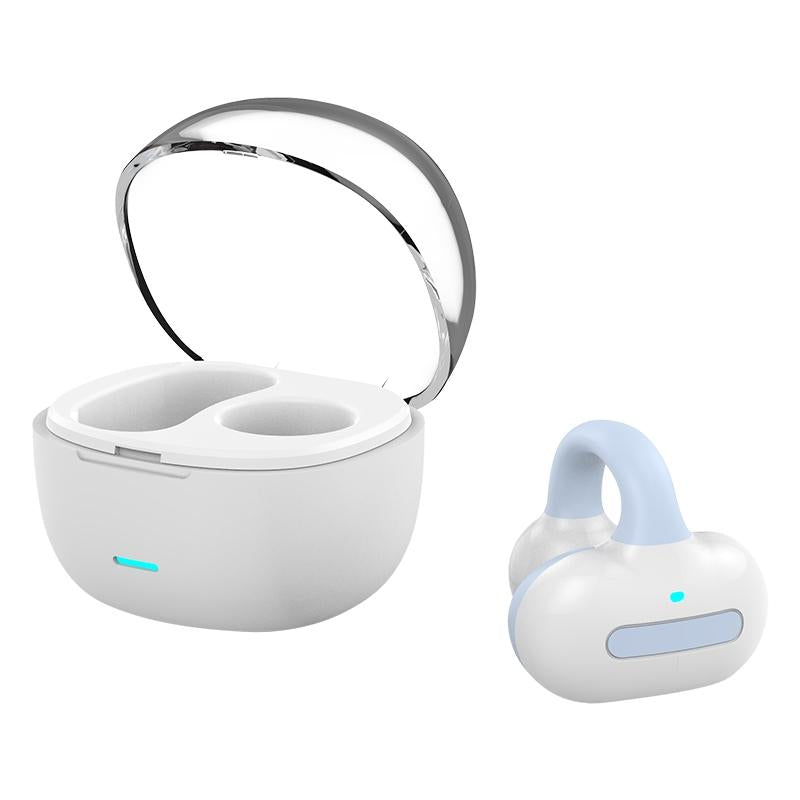 Touch Bone Conduction Bluetooth Earphone with Charging Warehouse - Ear Clip Type - Blue