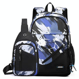 Lightweight 2-in-1 Backpack and Chest Bag for Men - Blue Football - Green Football - Front View