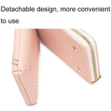 Black Embroidered Single Shoulder Phone Bag Wallet - Dark Pink - Low Angle