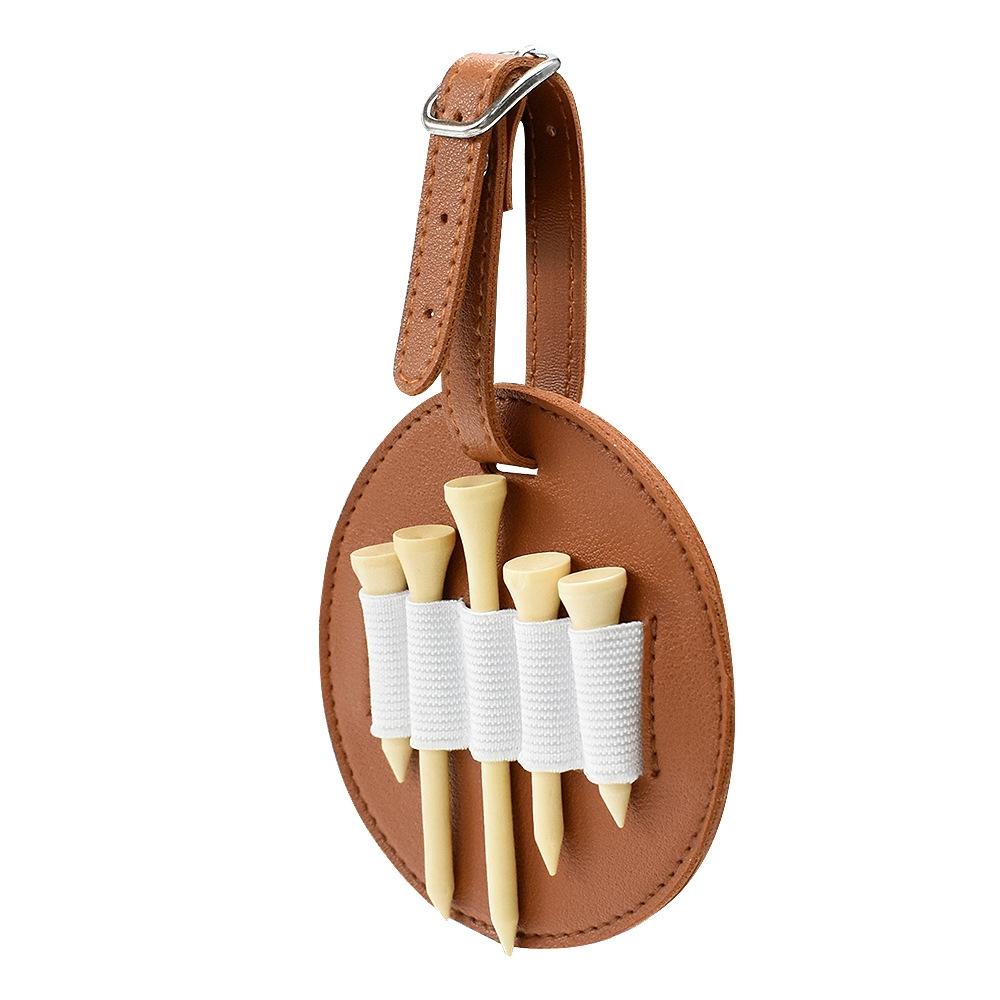 Double-sided Leather Golf Spike Insert Bag - Outdoor Waist Hanging Storage - Single-Sided Brown