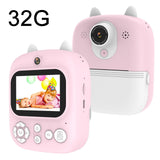 32g Instant Camera with 2.4 Display & Card Reader for Kids - 1200w Blue - 32G + Card Reader Pink