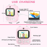 32g Instant Camera with 2.4 Display & Card Reader for Kids - 1200w Blue - 32G + Card Reader Pink