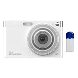 4k 8x Optical Zoom Telescopic Lens Digital Camera with Card Reader & Wiper - White - Front View