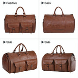 Compact Duffel Bag with Shoe Storage - Dark Brown - Top-Down View