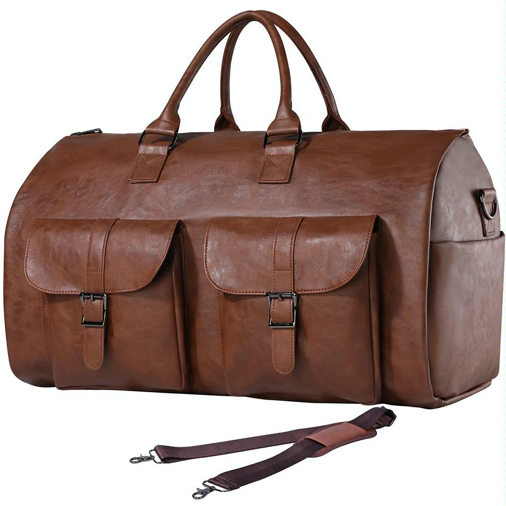 Compact Duffel Bag with Shoe Storage - Dark Brown