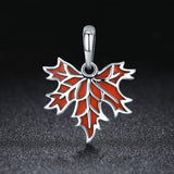 925 Sterling Silver Autumn Maple Leaf Beaded Bracelet - Side View