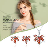 925 Sterling Silver Autumn Maple Leaf Beaded Bracelet - Close-Up Angle
