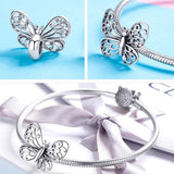 925 Sterling Silver Diy Butterfly Bracelet With Pearl Accents Bsc062 - Side View