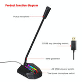 Flexible Usb Microphone With Rgb Lighting For Voice Chat And Video Conferencing - Top-Down View