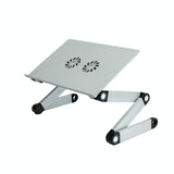 Foldable Laptop Desk with Fan & Mouse Board - Aluminum Alloy Height-adjustable - Front View