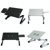 Foldable Laptop Desk with Fan & Mouse Board - Aluminum Alloy Height-adjustable - Side View