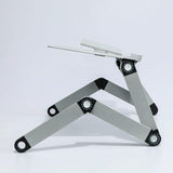 Foldable Laptop Desk with Fan & Mouse Board - Aluminum Alloy Height-adjustable - Low Angle