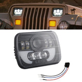 7 Inch 35W 4000Lm 6000K + Amber Car Truck Square Led Headlights Work Lights Spotlight - Top-Down View