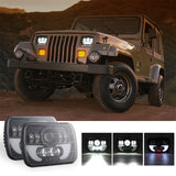 7 Inch 35W 4000Lm 6000K + Amber Car Truck Square Led Headlights Work Lights Spotlight - Rear View