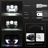 7 Inch 35W 4000Lm 6000K + Amber Car Truck Square Led Headlights Work Lights Spotlight - Low Angle