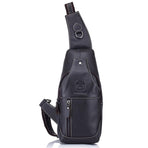 Retro Leather Crossbody Shoulder Bag For Men Pure Black