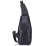 Retro Leather Crossbody Shoulder Bag For Men Pure Black