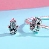 925 Sterling Silver Hand Of Fatima Beads For Diy Bracelets - Rear View