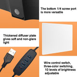 10 Three-colour Temperature Flat-panel Live Fill Light with 0.5m Bracket - Close-Up Angle