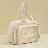 Beige Waterproof Beach Bag For Toiletries Cosmetics L For Swimming Travel - Pink No Shoe Warehouse - Front View