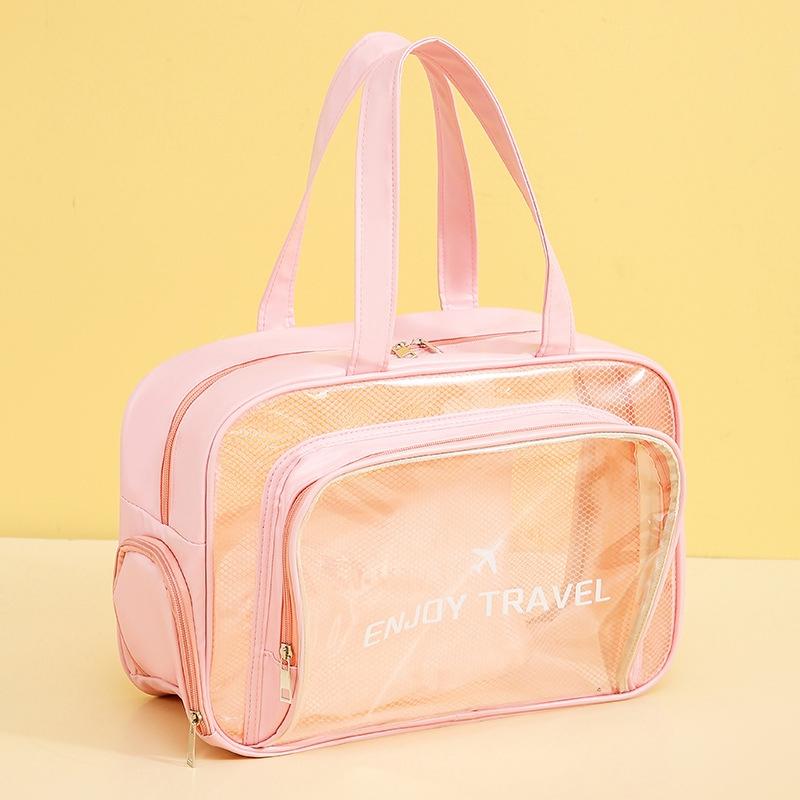 Beige Waterproof Beach Bag For Toiletries Cosmetics L For Swimming Travel - Pink No Shoe Warehouse