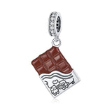 925 Sterling Silver Charming Chocolate Pendant For Bracelets & Necklaces - Front View