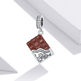 925 Sterling Silver Charming Chocolate Pendant For Bracelets & Necklaces - Side View