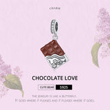 925 Sterling Silver Charming Chocolate Pendant For Bracelets & Necklaces - Top-Down View