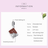 925 Sterling Silver Charming Chocolate Pendant For Bracelets & Necklaces - 45-Degree Angle