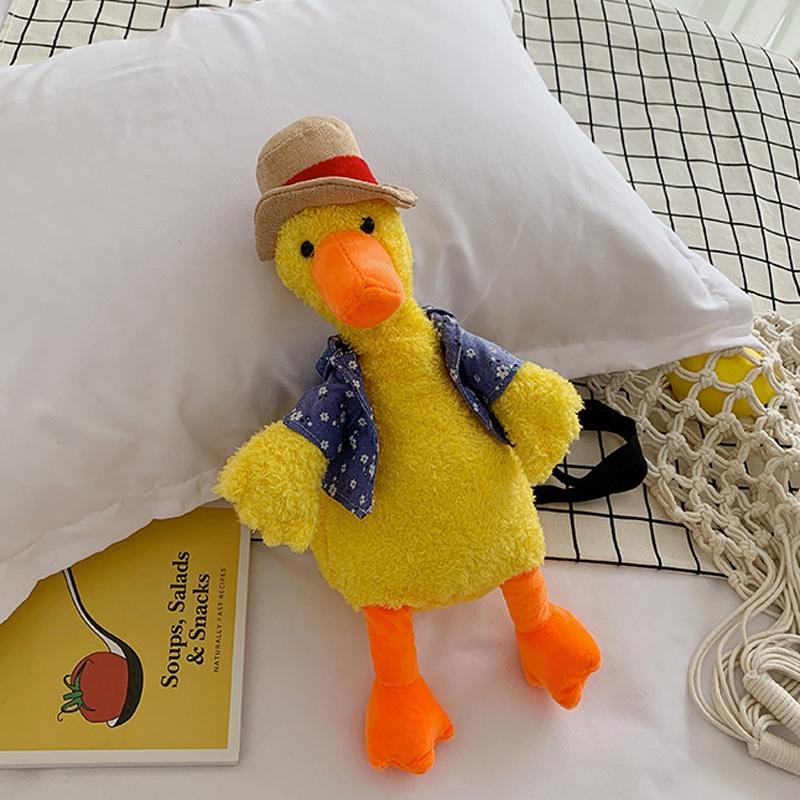 Adorable Cartoon Plush Shoulder Bag Duck White Green - Duck Yellow
