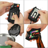 Rfid Metal Card Holder With Bottle Opener Black - Close-Up Angle