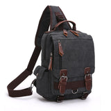 Canvas Chest Bag For Outdoor Travel Black - Front View