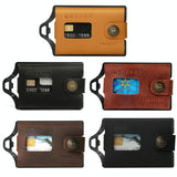 Stainless Steel Edc Wallet Coffee Leather Card Holder - Side View