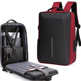 Anti-theft Hard Shell Backpack for Men with Alloy Frame - Red - Front View