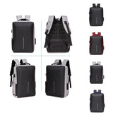 Anti-theft Hard Shell Backpack for Men with Alloy Frame - Red