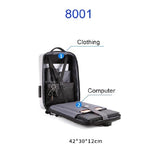 Anti-theft Hard Shell Backpack for Men with Alloy Frame - Red - Top-Down View