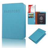 Frosted Pu Multi Card Passport Holder Travel Abroad Sky Blue - Side View