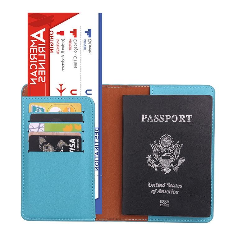 Frosted Pu Multi Card Passport Holder Travel Abroad Sky Blue