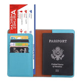 Frosted Pu Multi Card Passport Holder Travel Abroad Sky Blue - Top-Down View