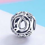925 Sterling Silver 26 English Letter Beads For Diy Bracelets & Necklaces Style - D - Side View