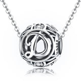 925 Sterling Silver 26 English Letter Beads For Diy Bracelets & Necklaces Style - D - Top-Down View