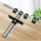 Woodworking Punch Locator for Cabinet Doors - Black Plastic Handle - Close-Up Angle