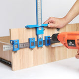 Woodworking Punch Locator for Cabinet Doors - Black Plastic Handle - Low Angle