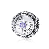 925 Sterling Silver Zodiac Zircon Bead Bracelet / Necklace Set Cancer Style - Cancer - Front View