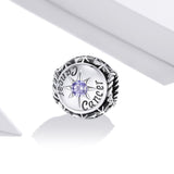 925 Sterling Silver Zodiac Zircon Bead Bracelet / Necklace Set Cancer Style - Cancer - Top-Down View